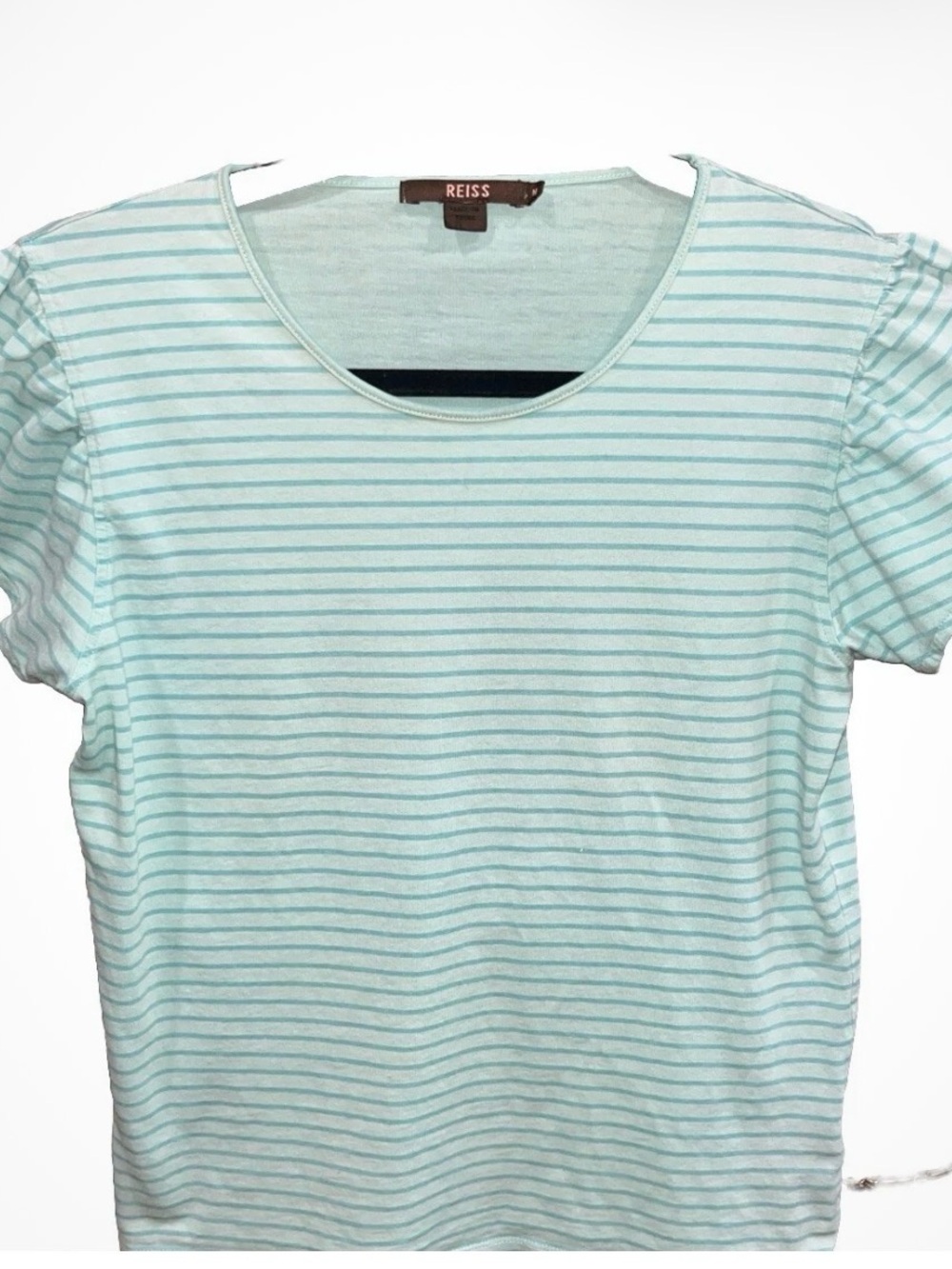 Reiss Mint & White Striped Short Sleeve Tee